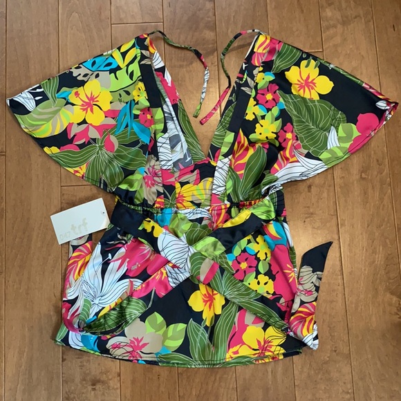 Zara Women’s Kimono Style Floral Top Sz M - Picture 2 of 9